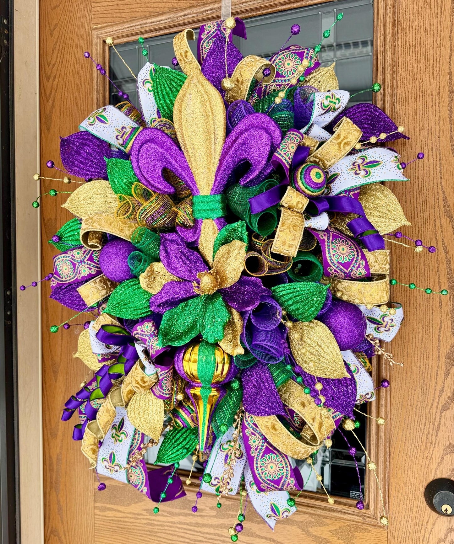 Mardi Gras Wreath For Front Door | Fleur De Lis Wreath | Mardi Gras Door Decor | Mardi Gras Decoration