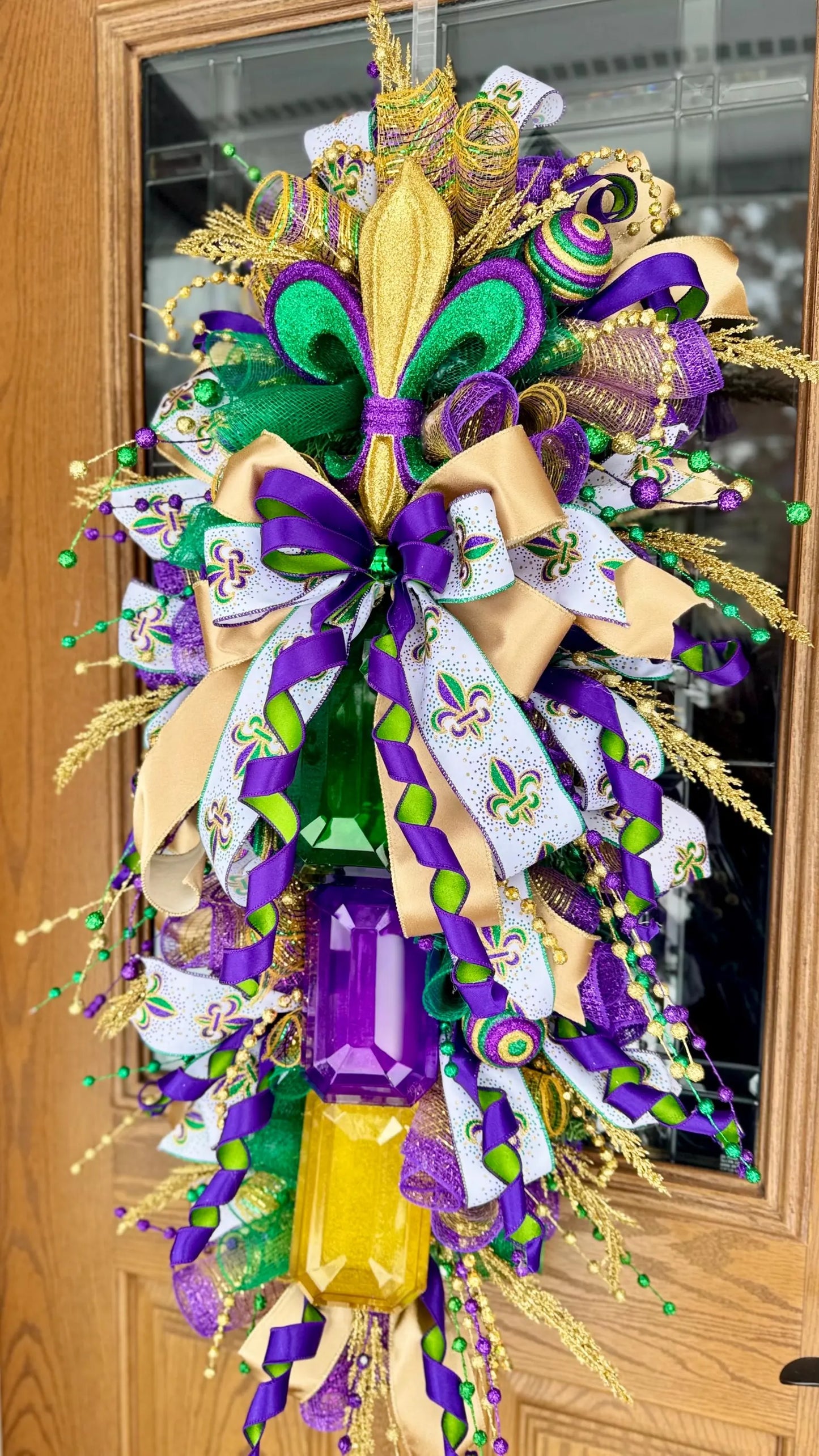 Mardi Gras Wreath For Front Door | Fleur De Lis Wreath | Mardi Gras Door Decor | Mardi Gras Swag