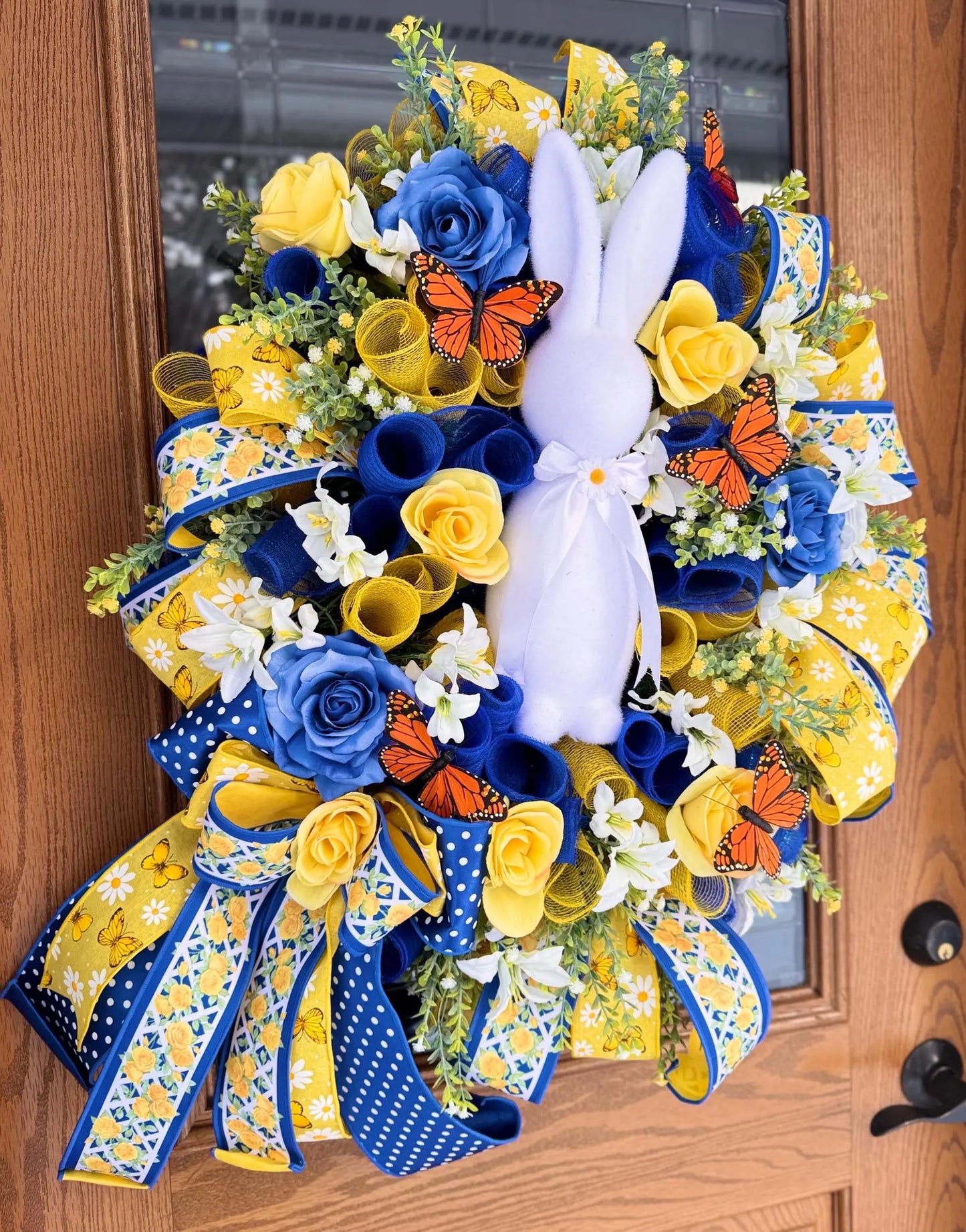 Easter Bunny Floral Wreath | Spring Wreath | Easter Wreath For Front Door | Spring Porch Decor