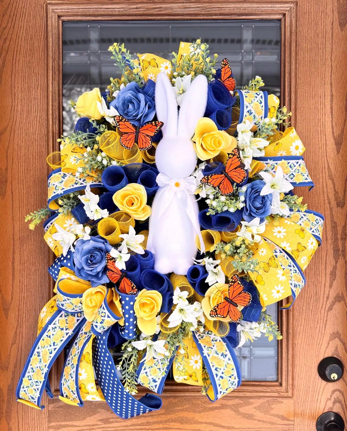 Easter Bunny Floral Wreath | Spring Wreath | Easter Wreath For Front Door | Spring Porch Decor