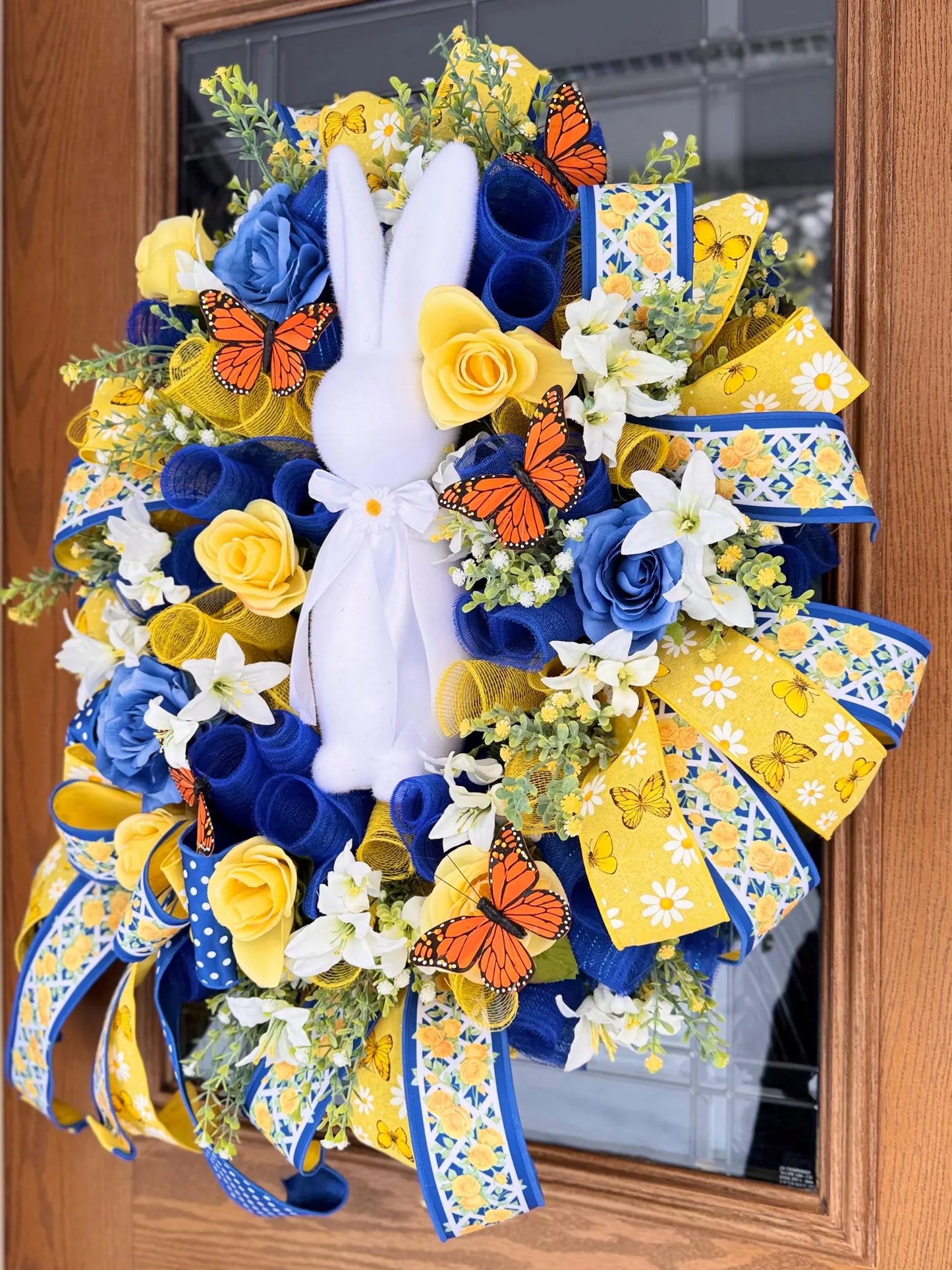 Easter Bunny Floral Wreath | Spring Wreath | Easter Wreath For Front Door | Spring Porch Decor