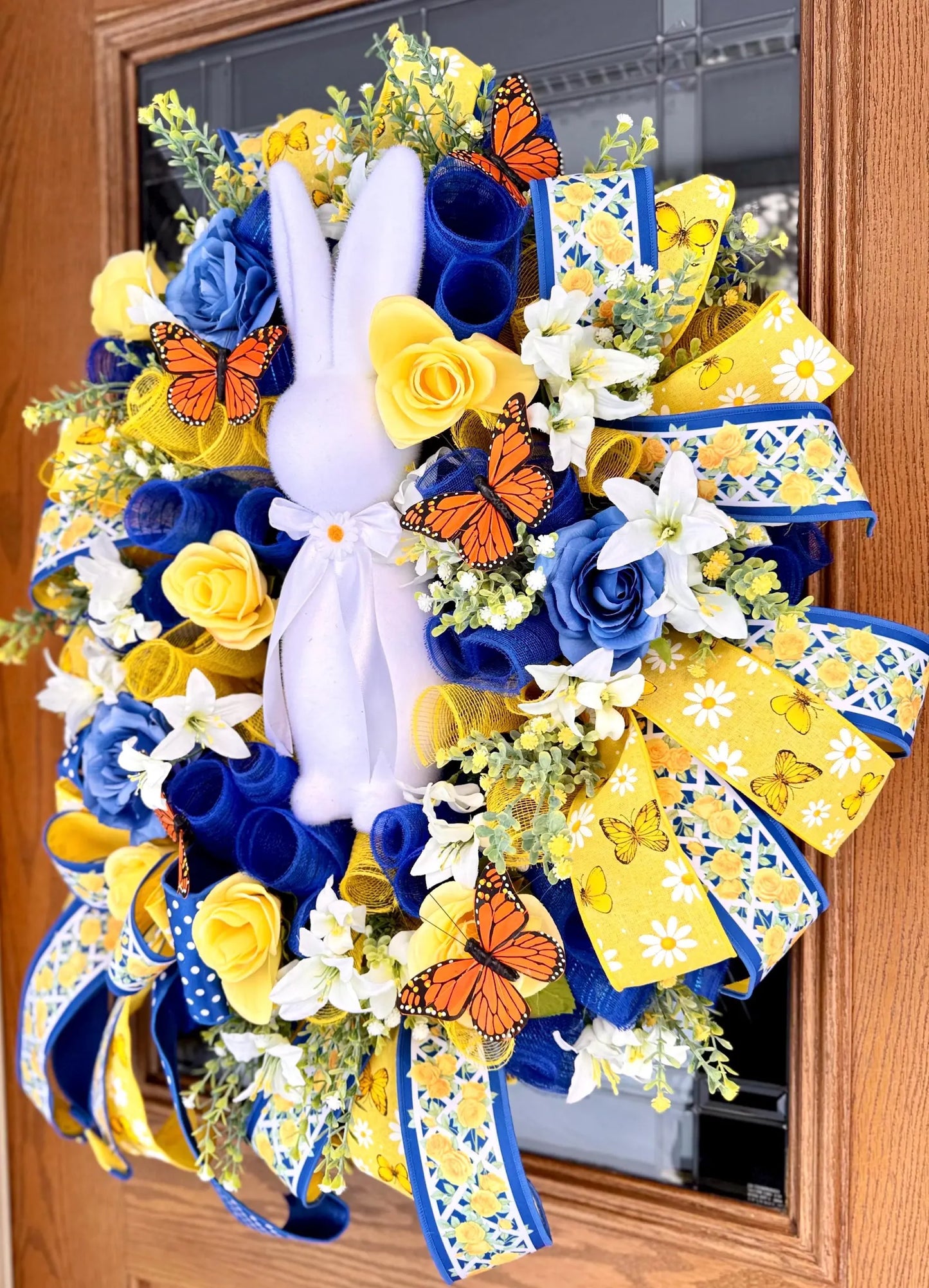 Easter Bunny Floral Wreath | Spring Wreath | Easter Wreath For Front Door | Spring Porch Decor