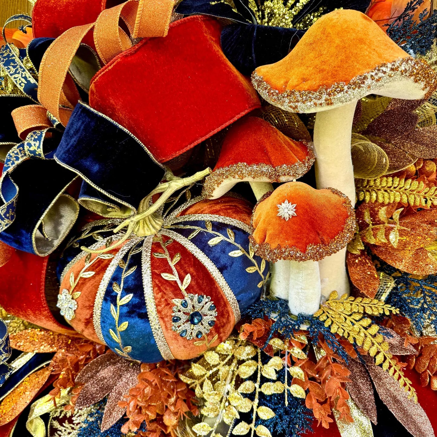 Luxury Pumpkin Fall Wreath | Autumn Wreath | Pumpkin Door Wreath | Glam Fall Decor
