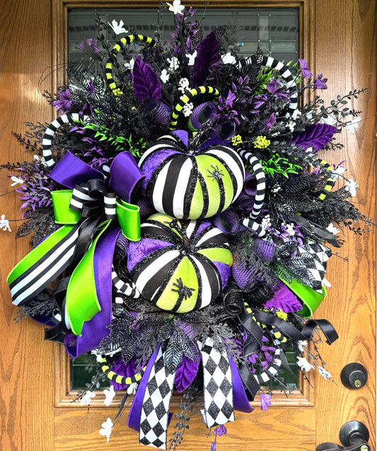 Halloween Pumpkin Wreath | Halloween Wreath For Front Door | Halloween Door Decor