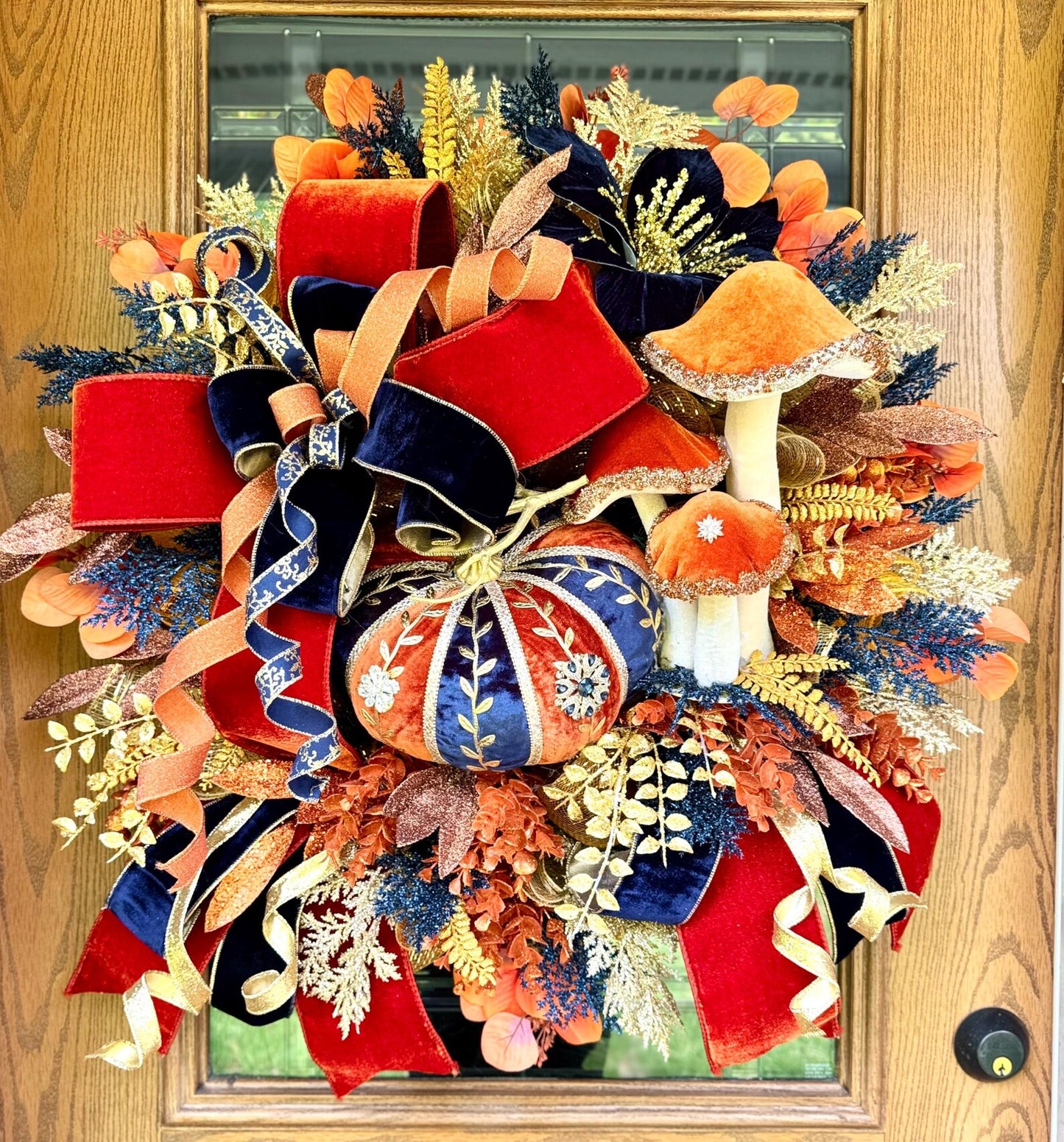 Luxury Pumpkin Fall Wreath | Autumn Wreath | Pumpkin Door Wreath | Glam Fall Decor