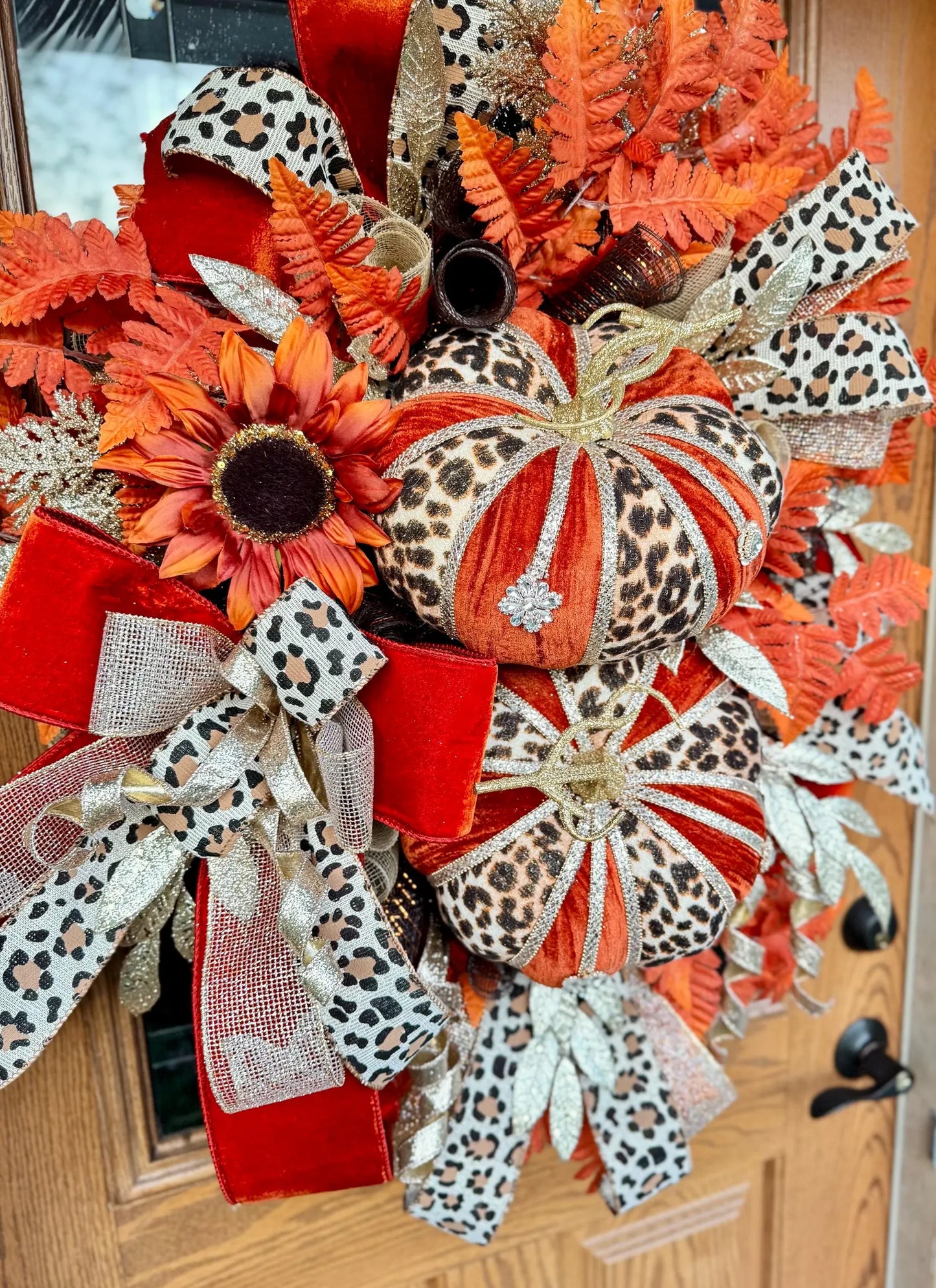 Leopard Print Pumpkin Fall Wreath | Fall Wreaths For Front Door | Fall Porch Decor