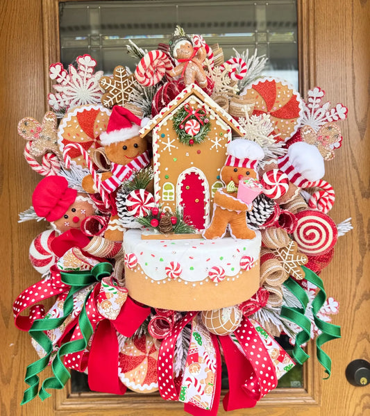 Gingerbread Candyland Wreath | Christmas Wreath | Christmas Porch Decor