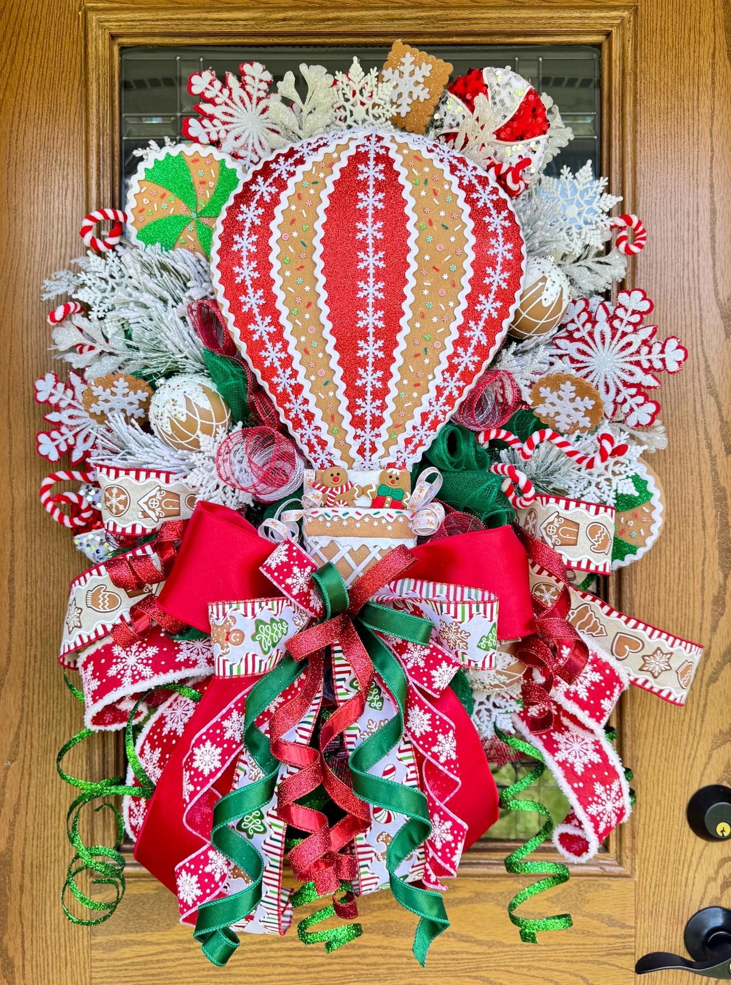 Gingerbread Candyland Wreath | Red And Green Christmas Wreath | Christmas Porch Decor