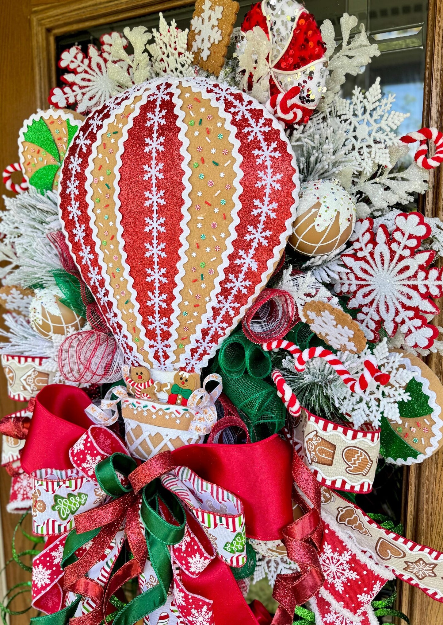 Gingerbread Candyland Wreath | Red And Green Christmas Wreath | Christmas Porch Decor