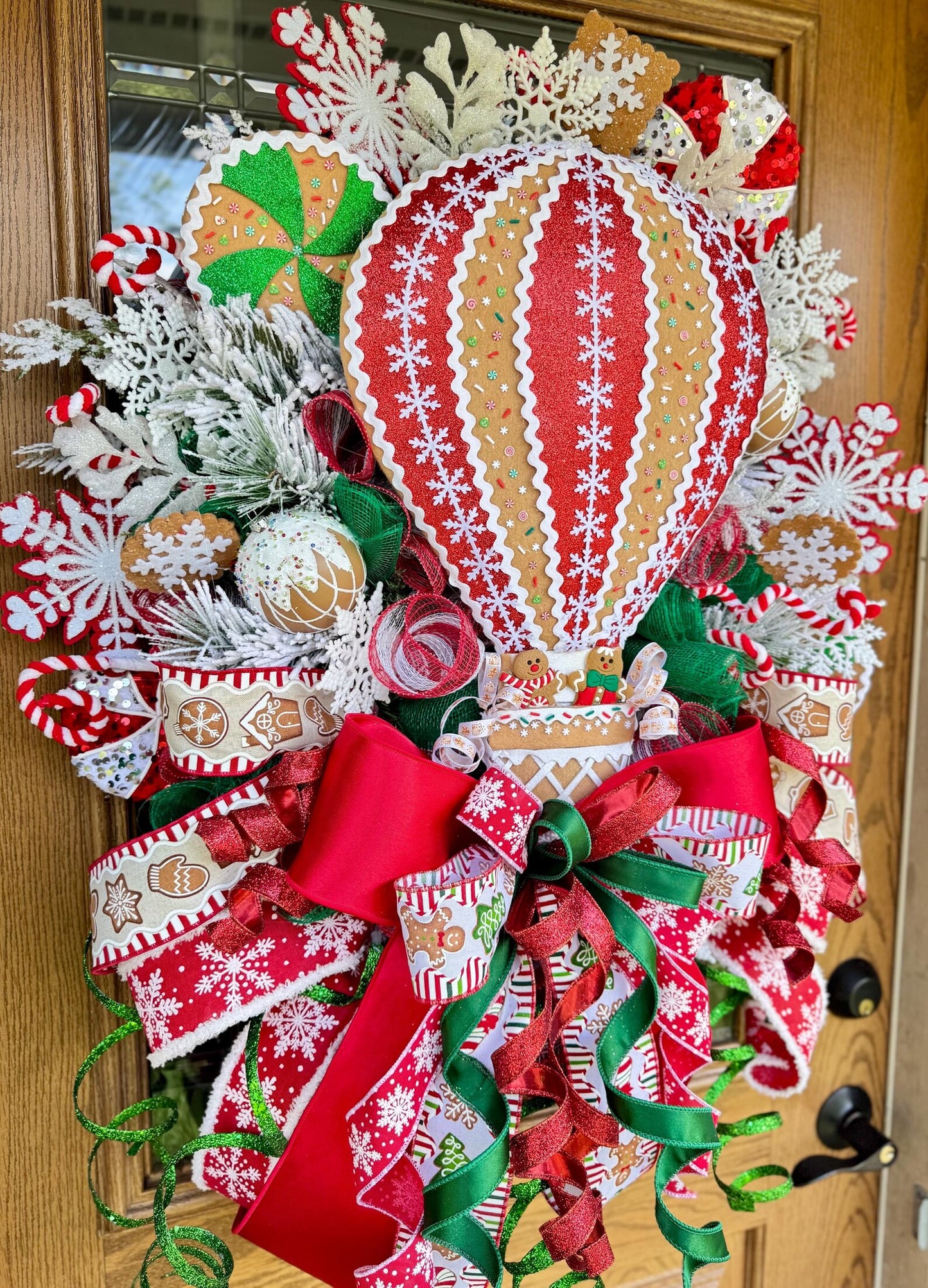 Gingerbread Candyland Wreath | Red And Green Christmas Wreath | Christmas Porch Decor