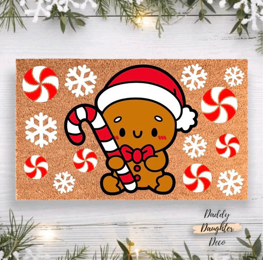 Gingerbread Doormat | Christmas Doormat | Peppermint Doormat | Christmas Porch Decor