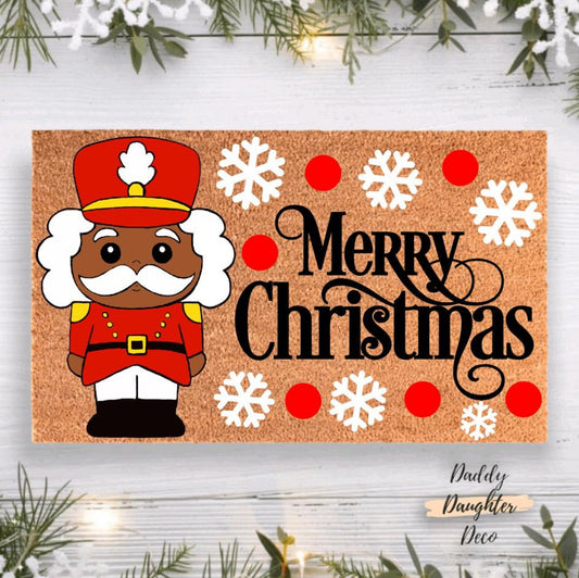 Brown Nutcracker Doormat | Merry Christmas Doormat | Christmas Porch Decor
