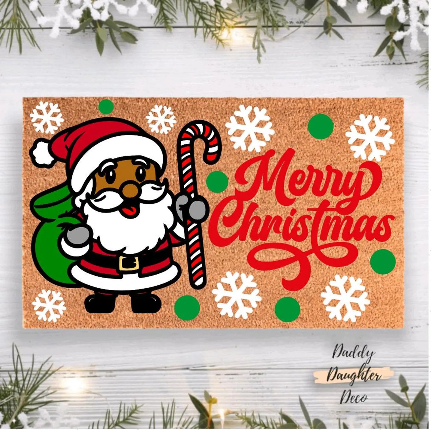 Brown Santa Doormat | Merry Christmas Doormat | Black Santa Decor | Christmas Porch Decor