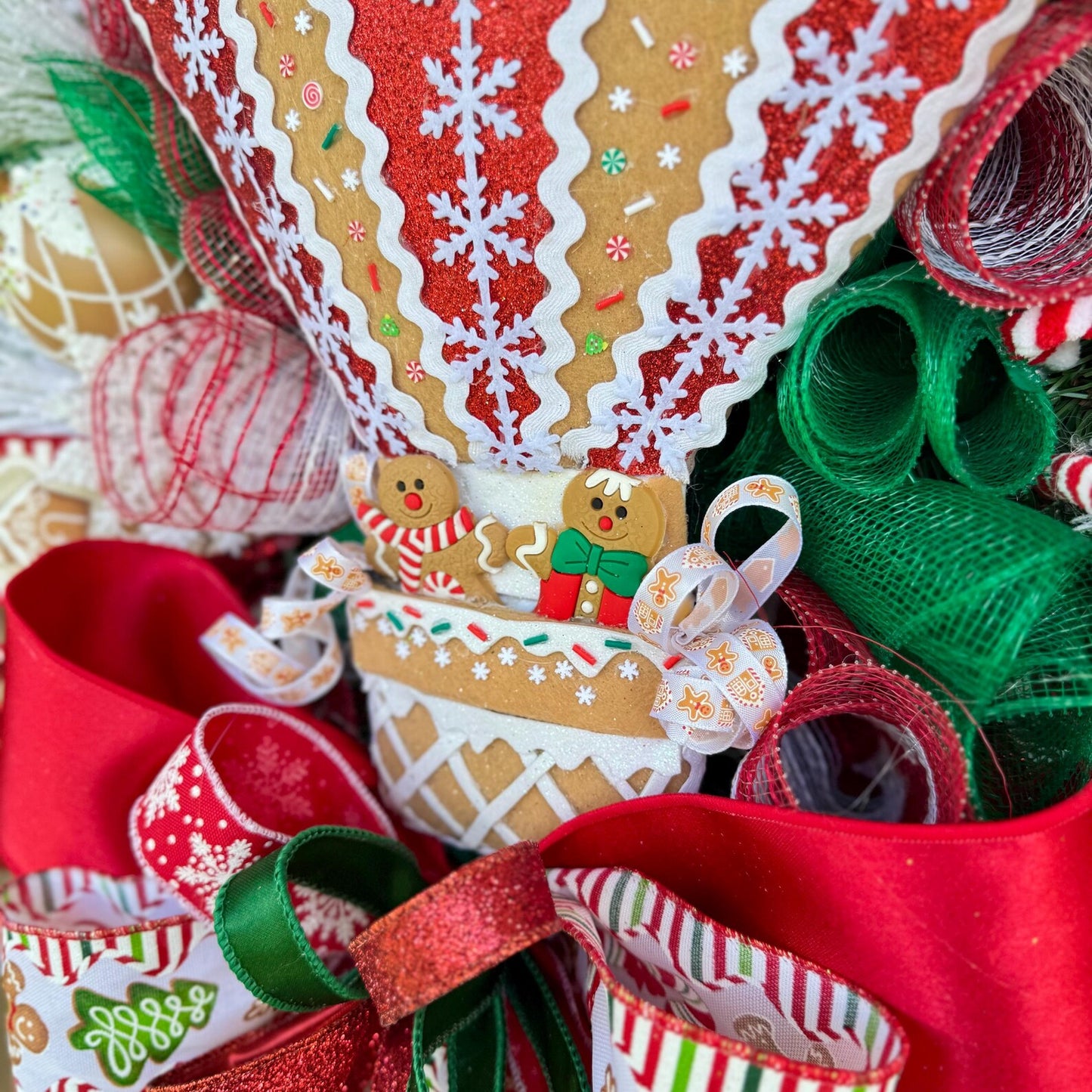 Gingerbread Candyland Wreath | Red And Green Christmas Wreath | Christmas Porch Decor
