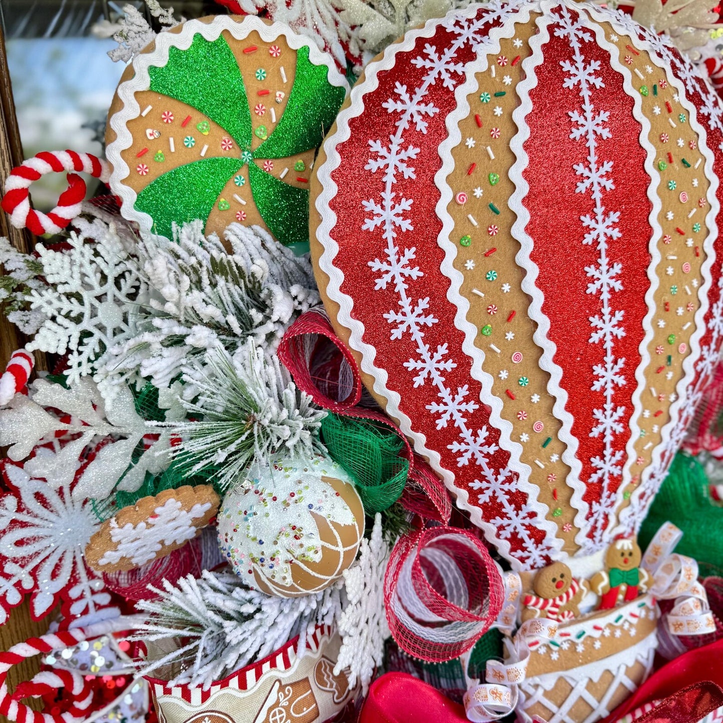 Gingerbread Candyland Wreath | Red And Green Christmas Wreath | Christmas Porch Decor