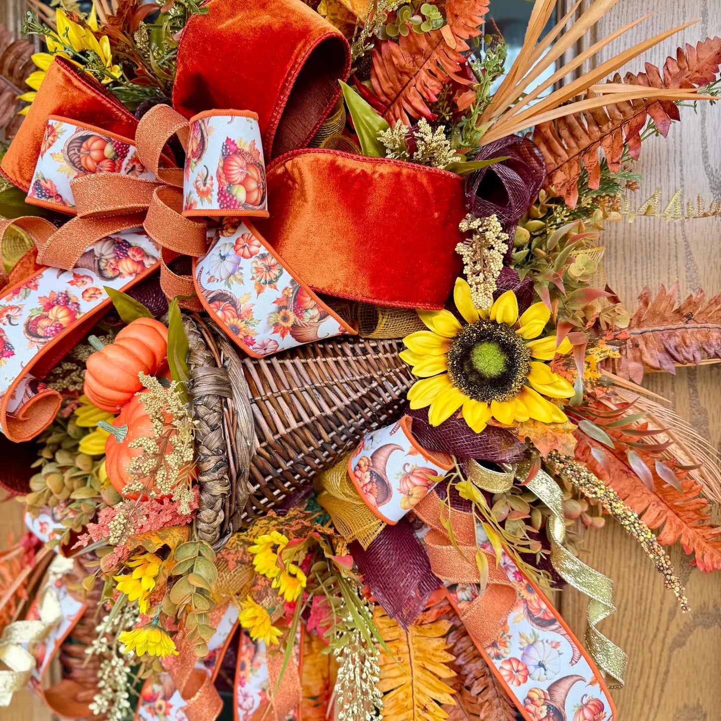 Fall Cornucopia Wreath | Thanksgiving Wreath | Fall Wreaths For Front Door