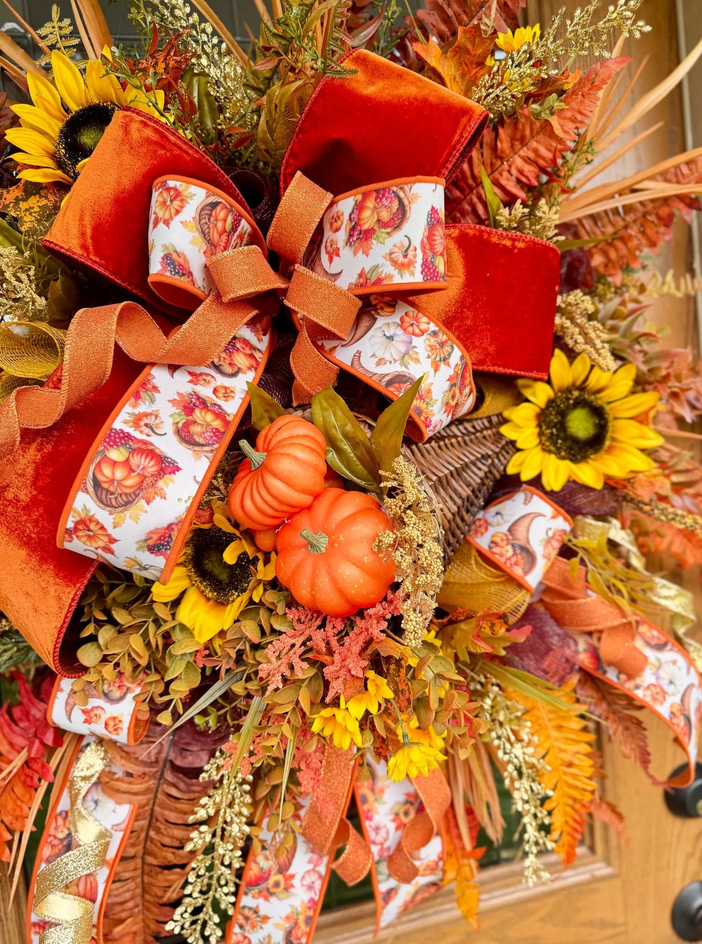 Fall Cornucopia Wreath | Thanksgiving Wreath | Fall Wreaths For Front Door