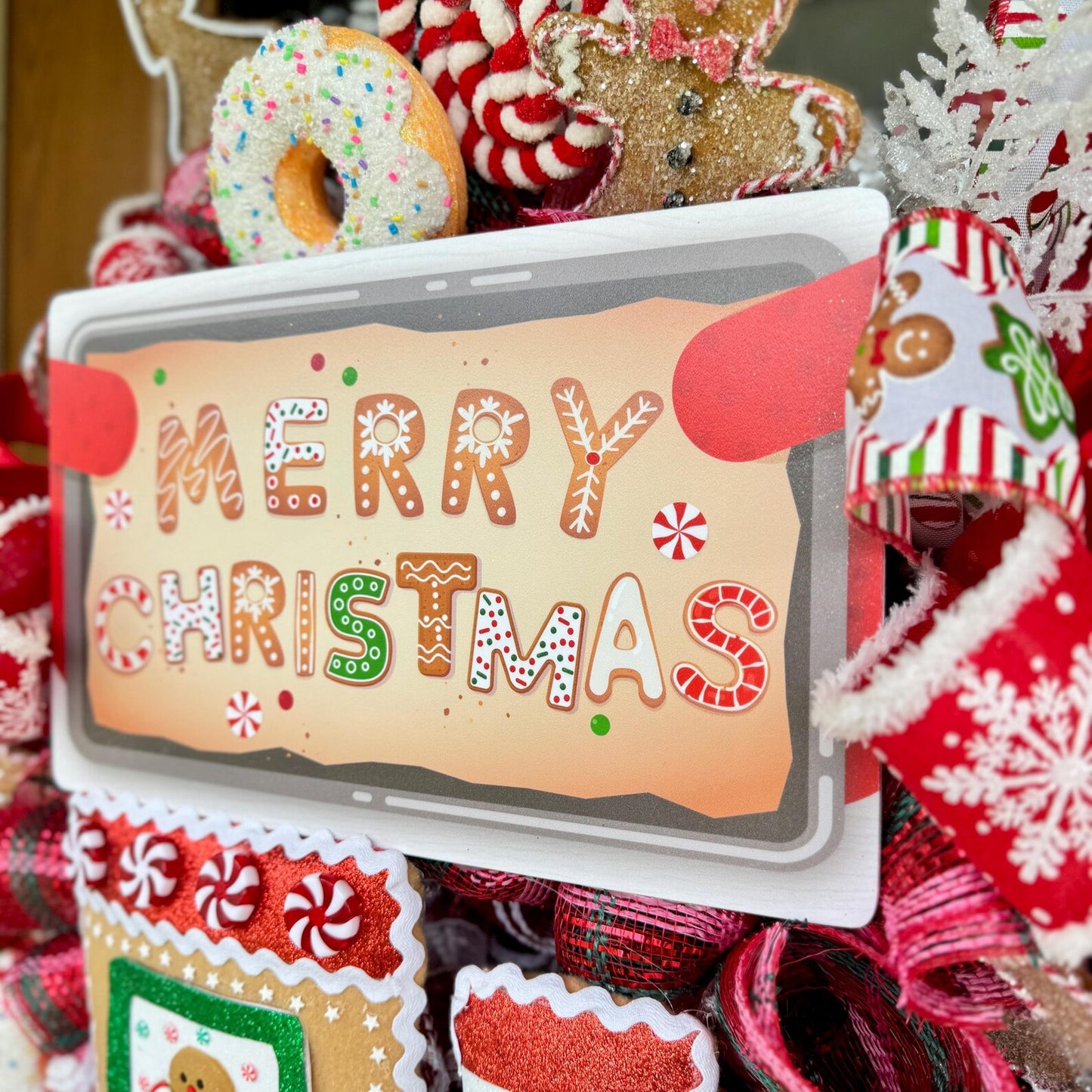 Gingerbread Candyland Wreath | Red And Green Christmas Wreath | Christmas Porch Decor