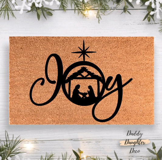 Joy Nativity Christmas Doormat | Christian Doormat | Holiday Doormat