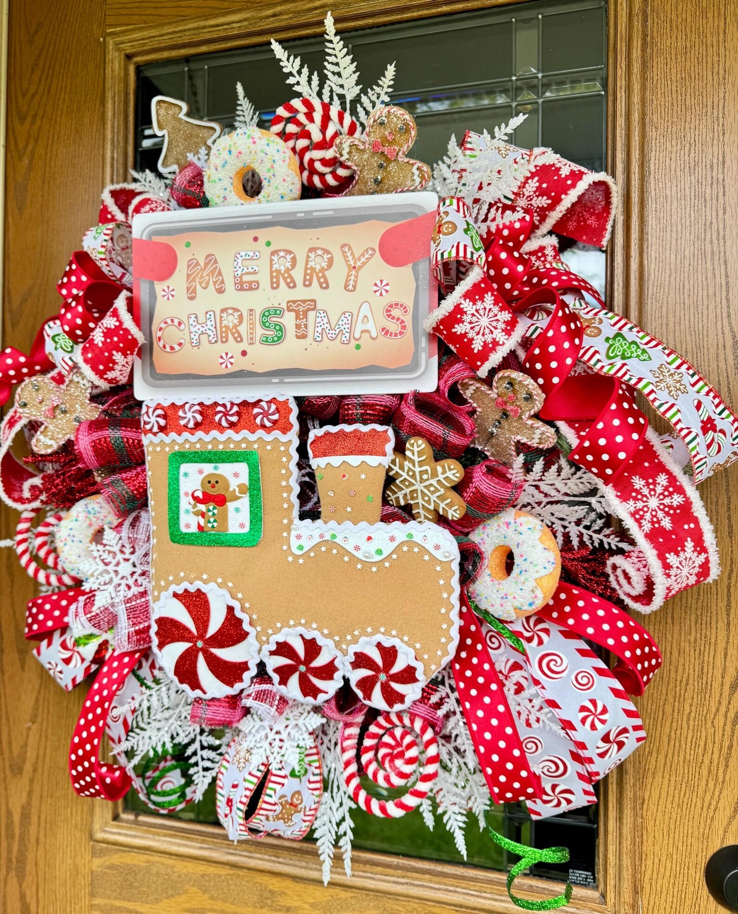 Gingerbread Candyland Wreath | Red And Green Christmas Wreath | Christmas Porch Decor