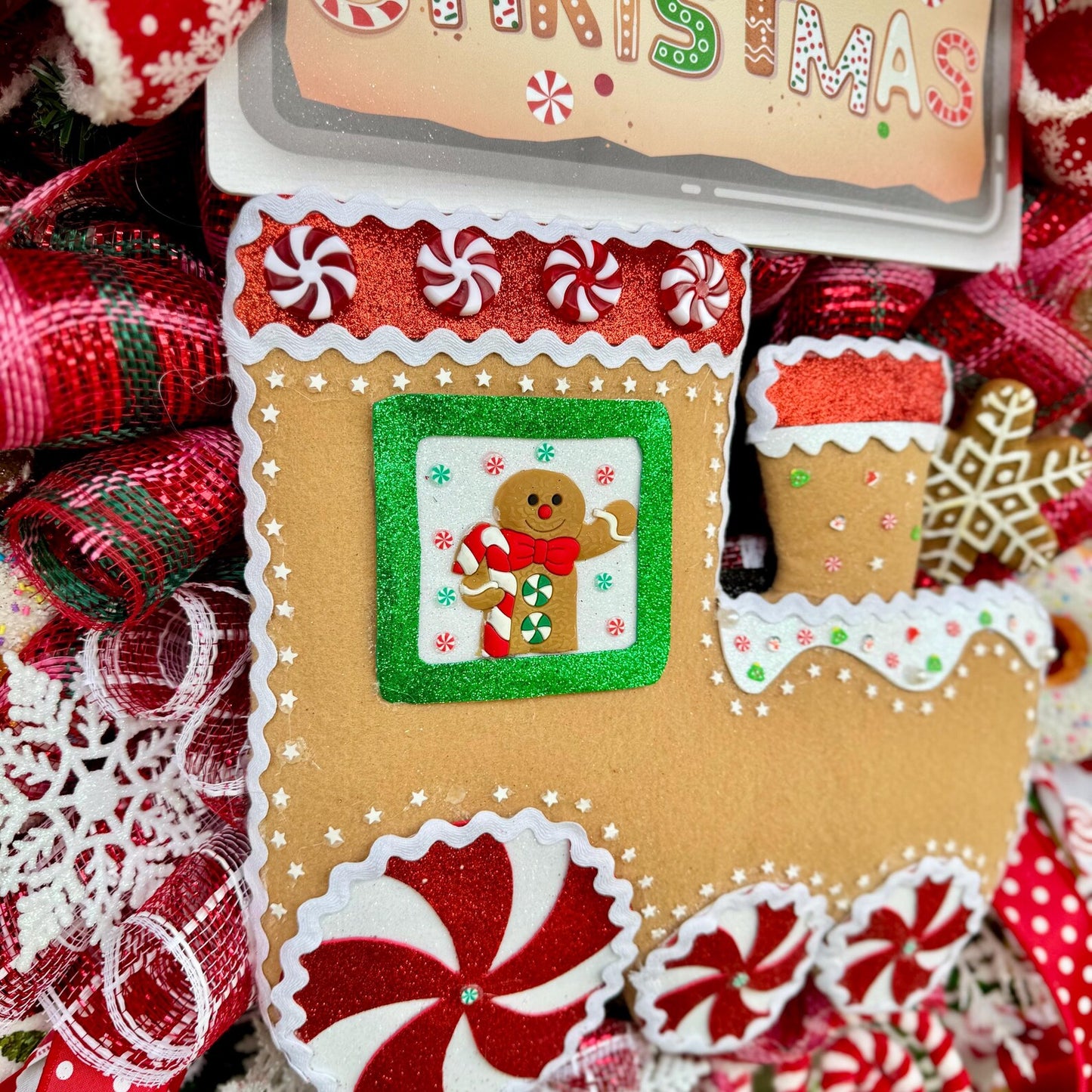 Gingerbread Candyland Wreath | Red And Green Christmas Wreath | Christmas Porch Decor