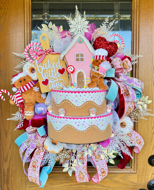 Pastel Gingerbread Candyland Wreath | Christmas Wreath | Christmas Porch Decor