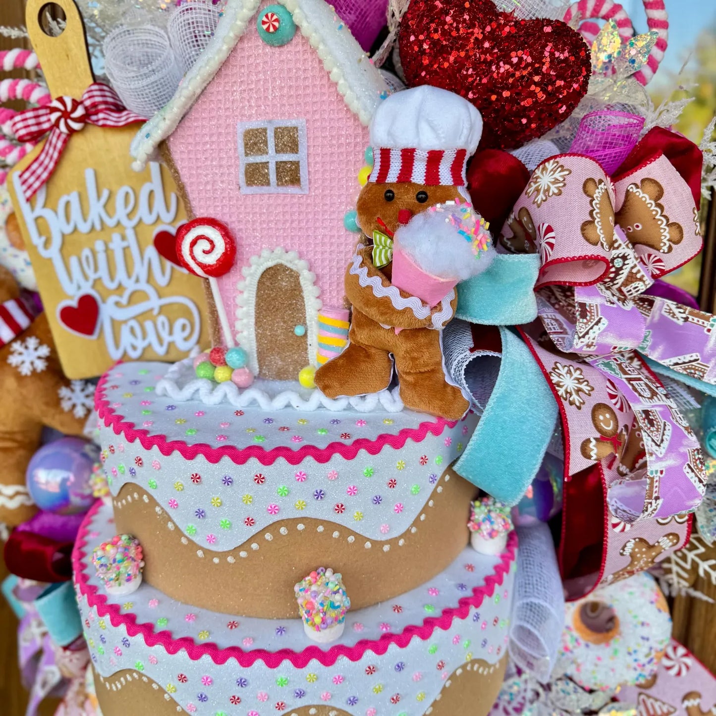 Pastel Gingerbread Candyland Wreath | Christmas Wreath | Christmas Porch Decor