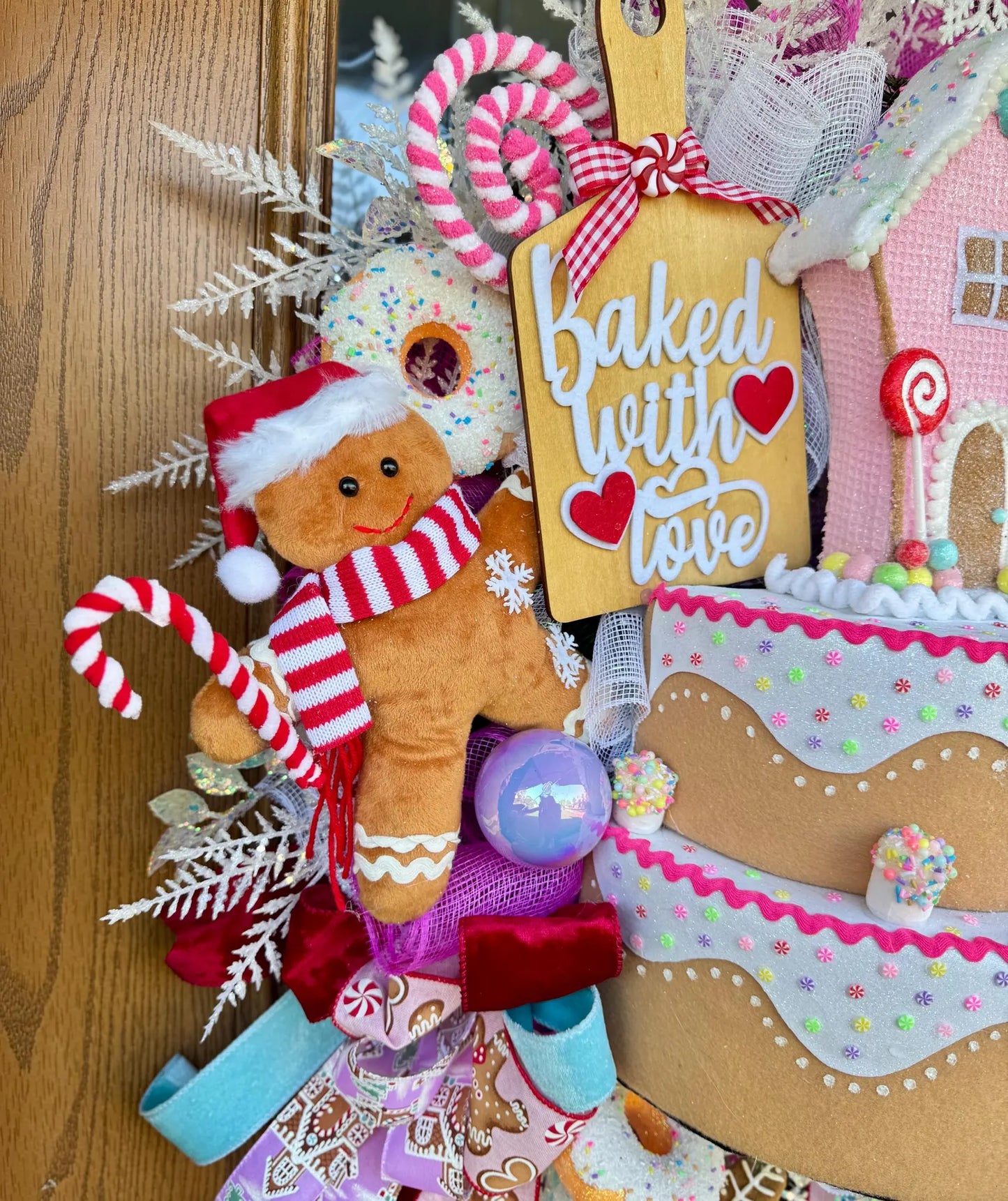 Pastel Gingerbread Candyland Wreath | Christmas Wreath | Christmas Porch Decor