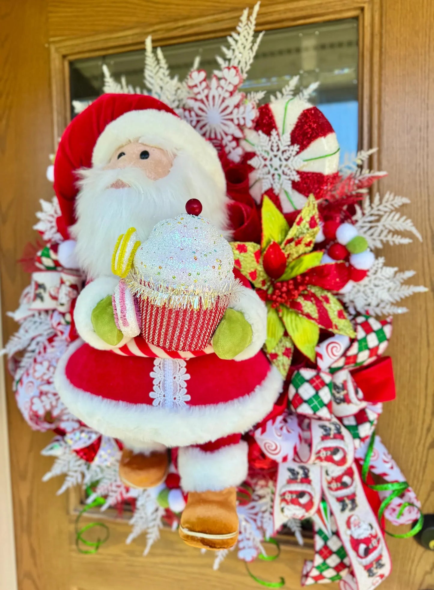 Santa Christmas Wreath | Christmas Front Door Decor | Holiday Wreath