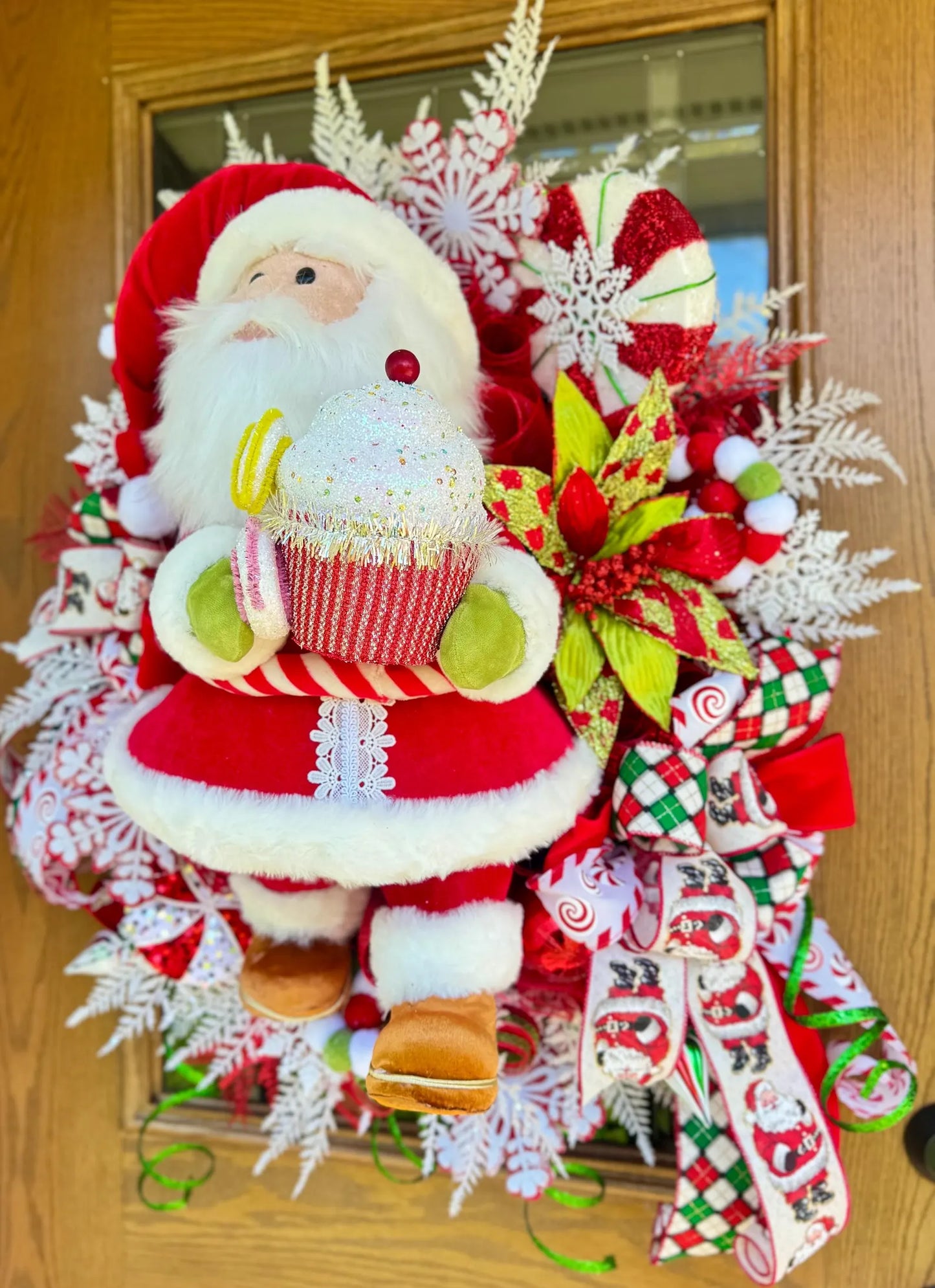 Santa Christmas Wreath | Christmas Front Door Decor | Holiday Wreath