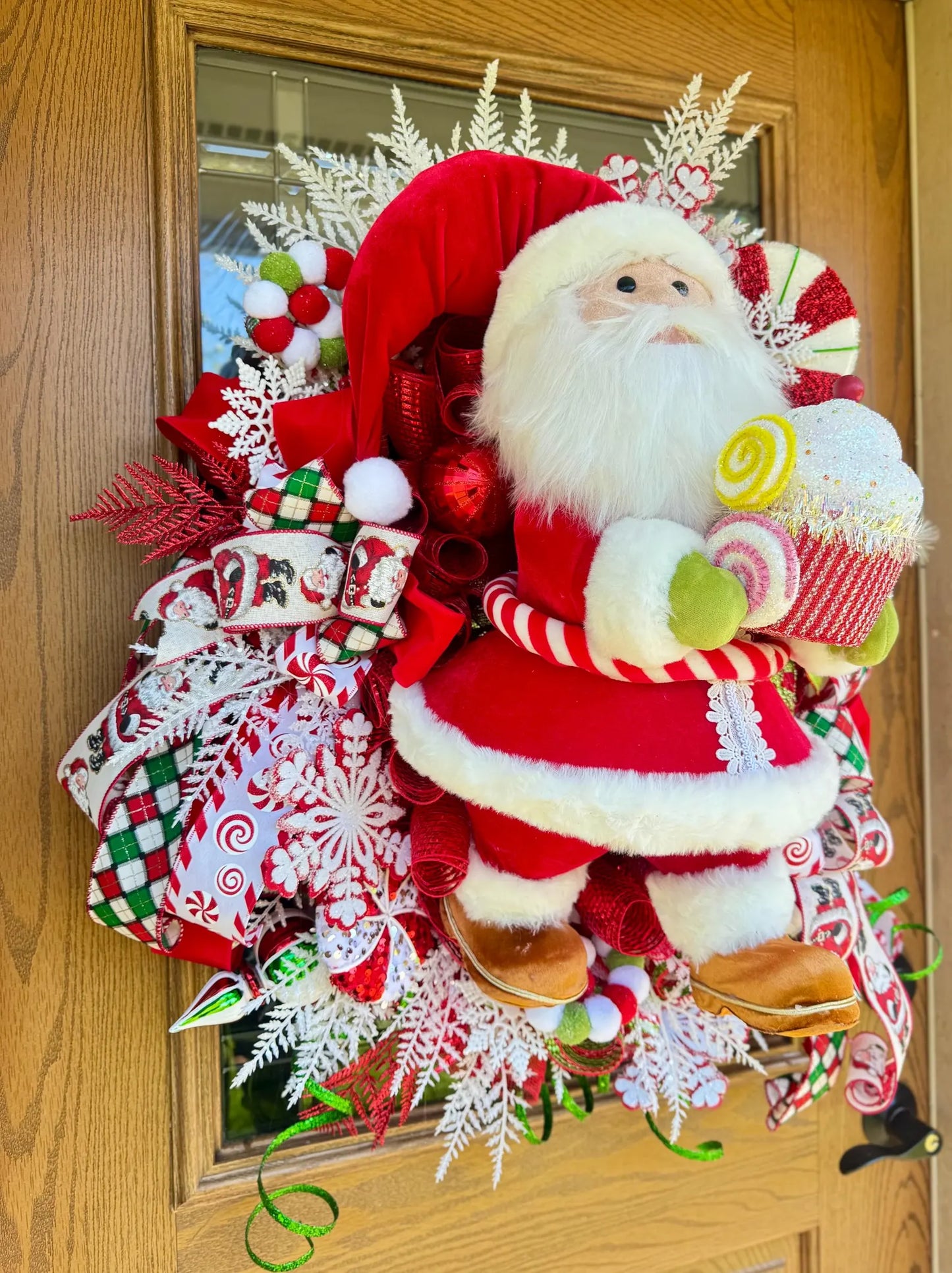 Santa Christmas Wreath | Christmas Front Door Decor | Holiday Wreath