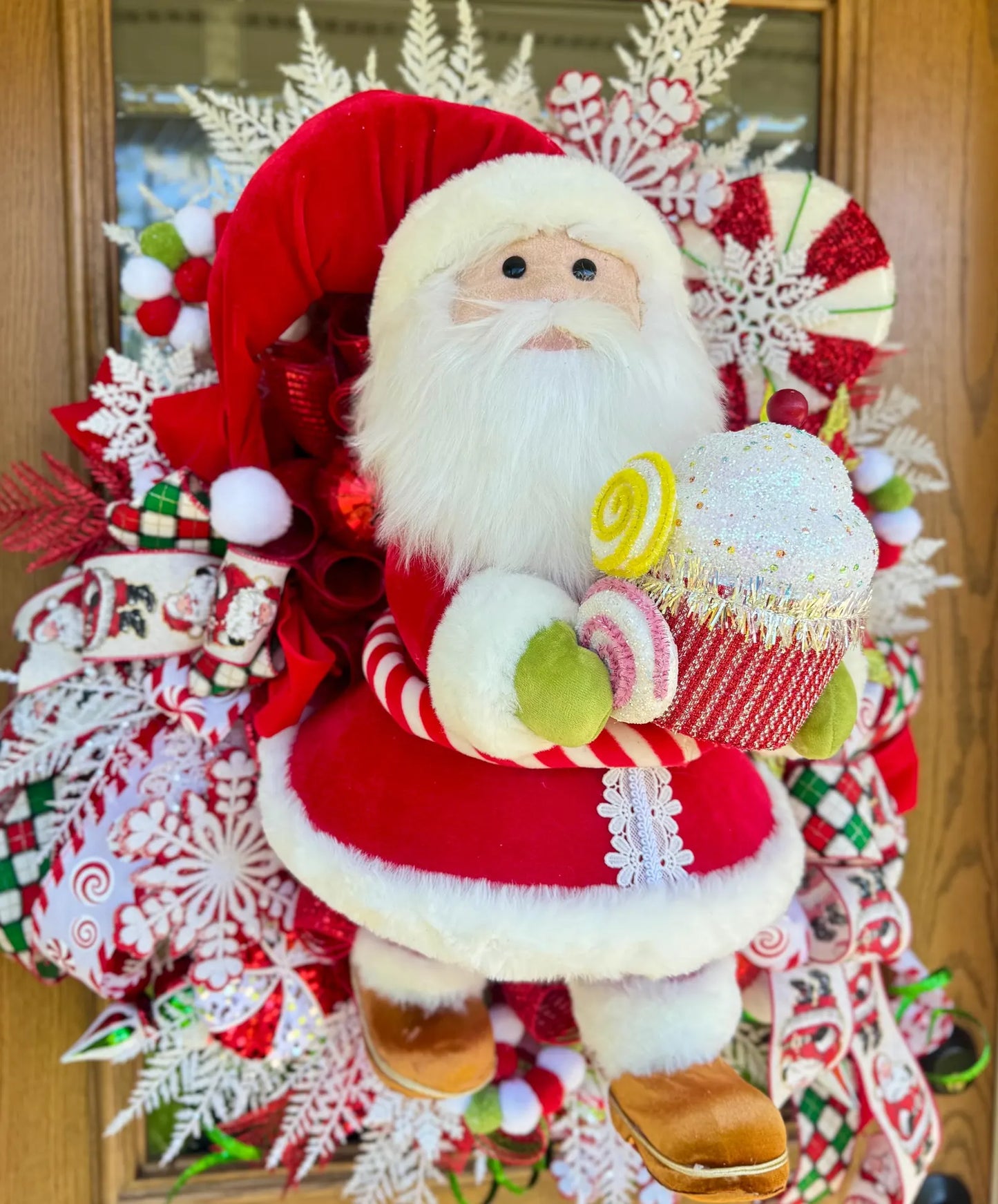 Santa Christmas Wreath | Christmas Front Door Decor | Holiday Wreath