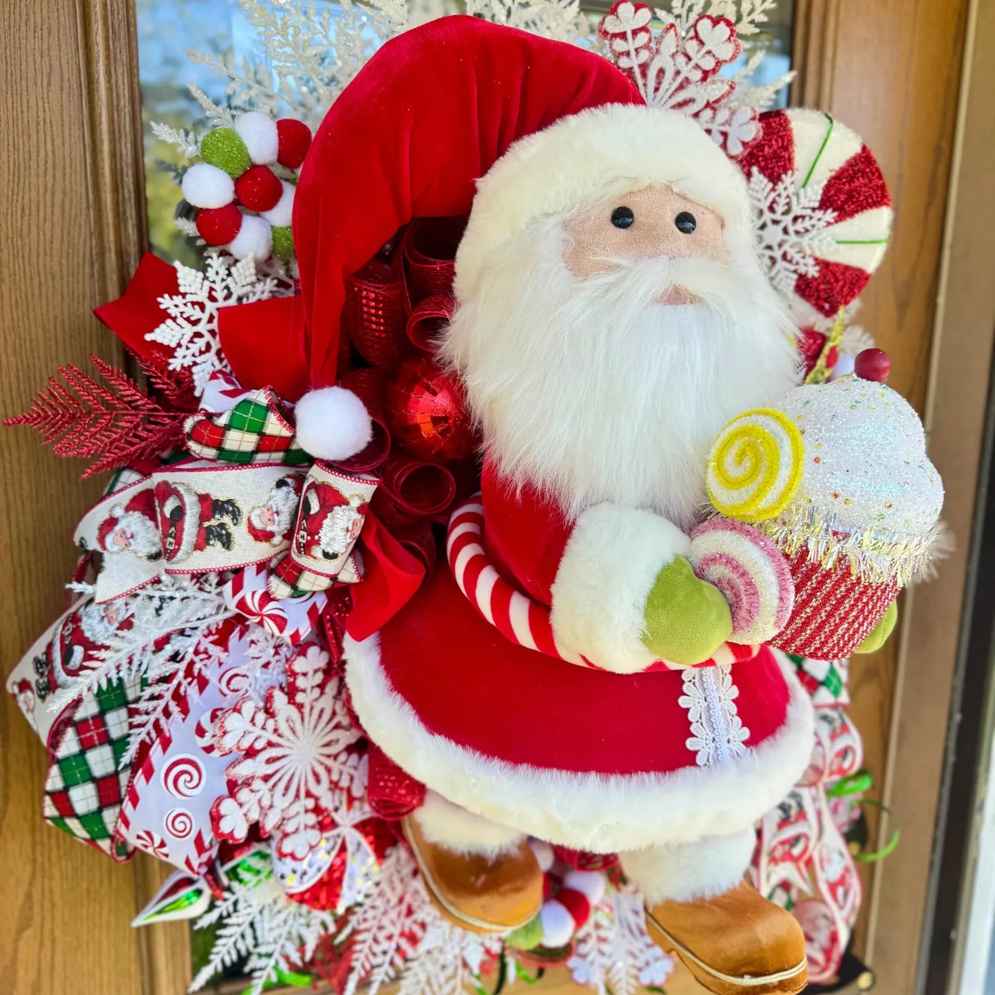 Santa Christmas Wreath | Christmas Front Door Decor | Holiday Wreath