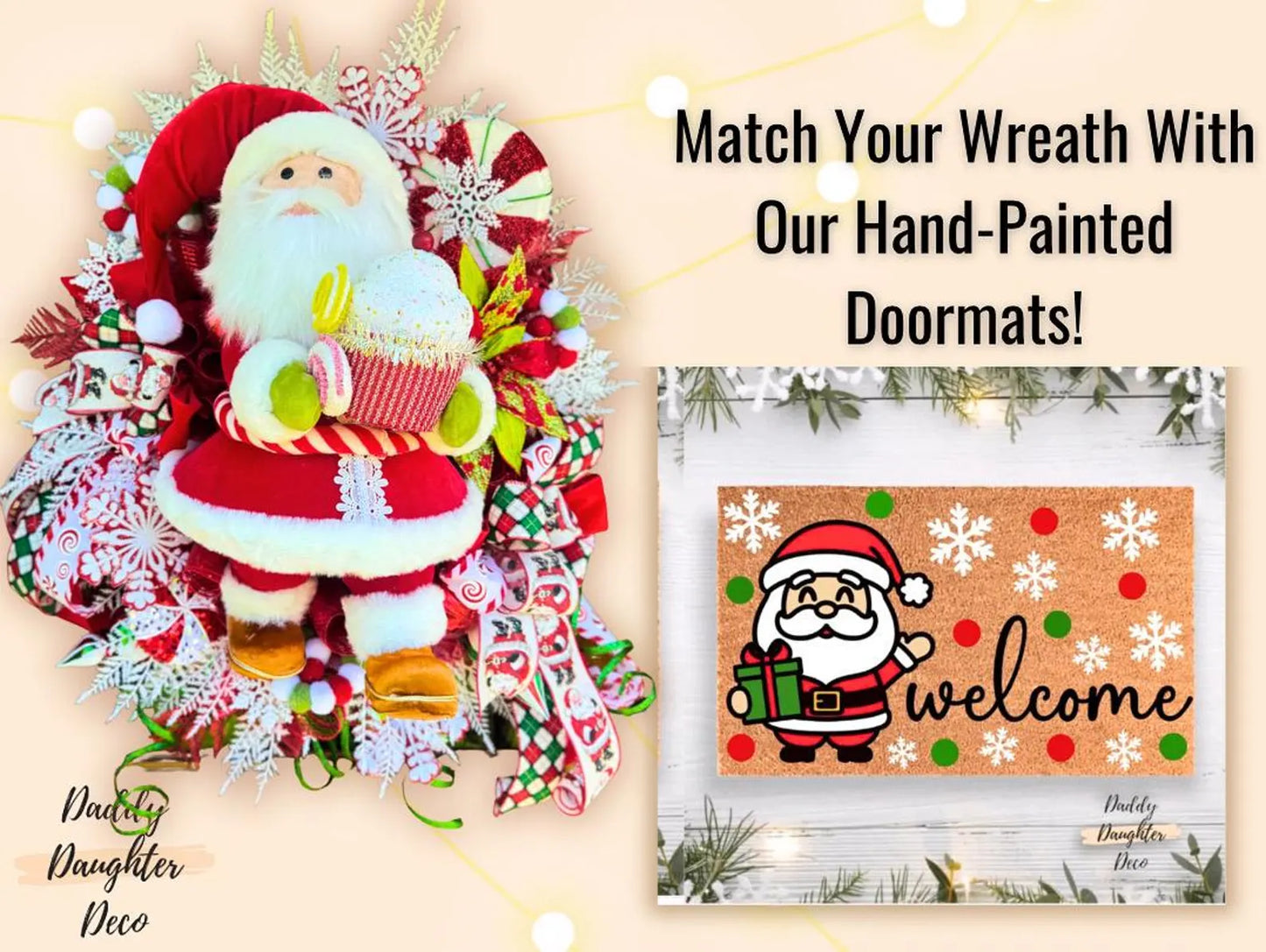 Santa Christmas Wreath | Christmas Front Door Decor | Holiday Wreath