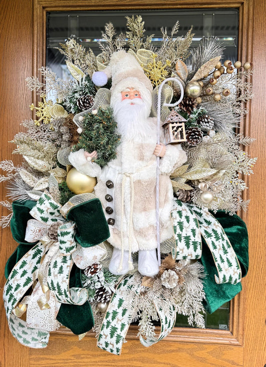 Santa Christmas Wreath | Christmas Porch Decor | Christmas Front Door Decor | Holiday Wreath
