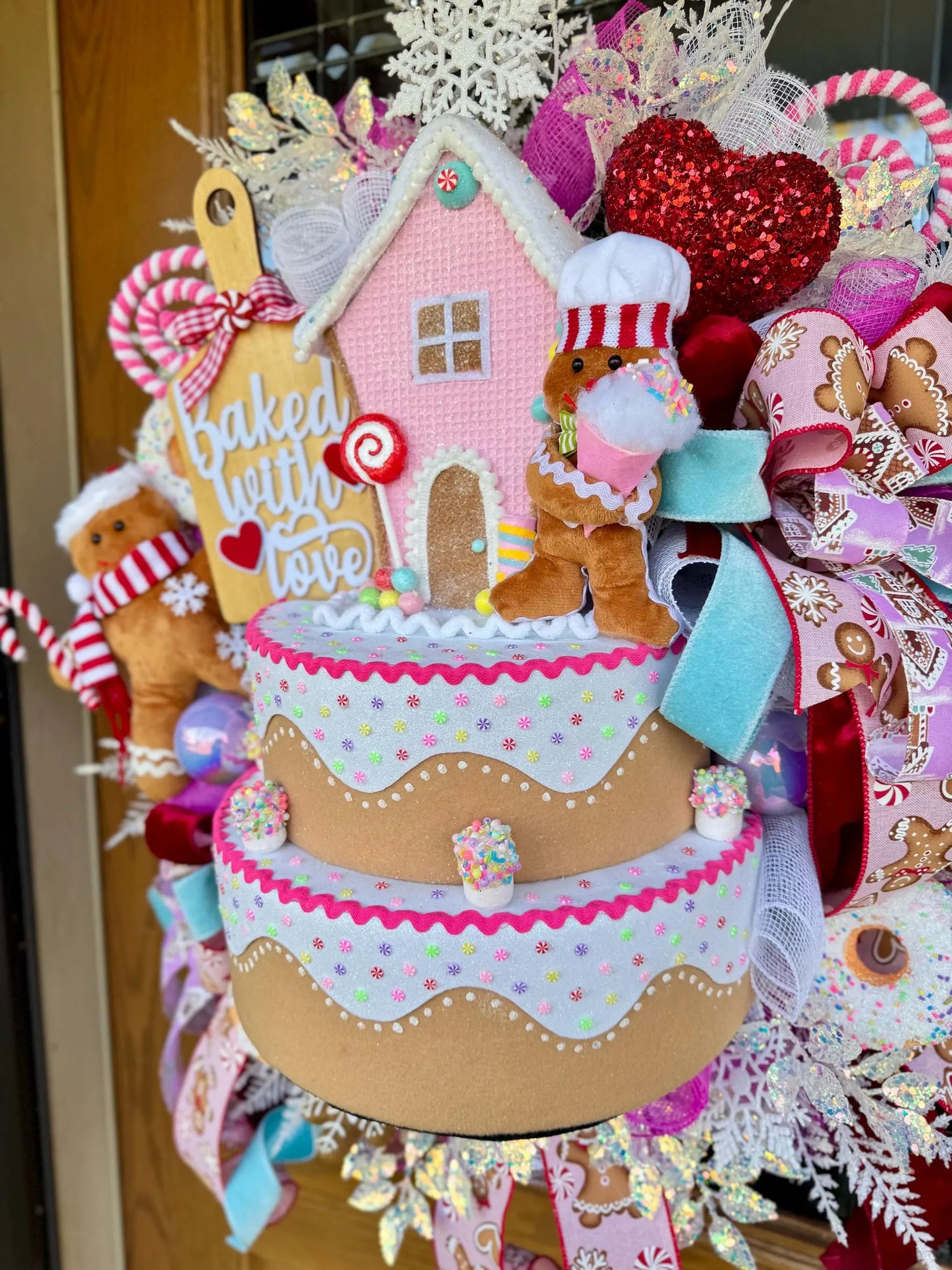 Pastel Gingerbread Candyland Wreath | Christmas Wreath | Christmas Porch Decor