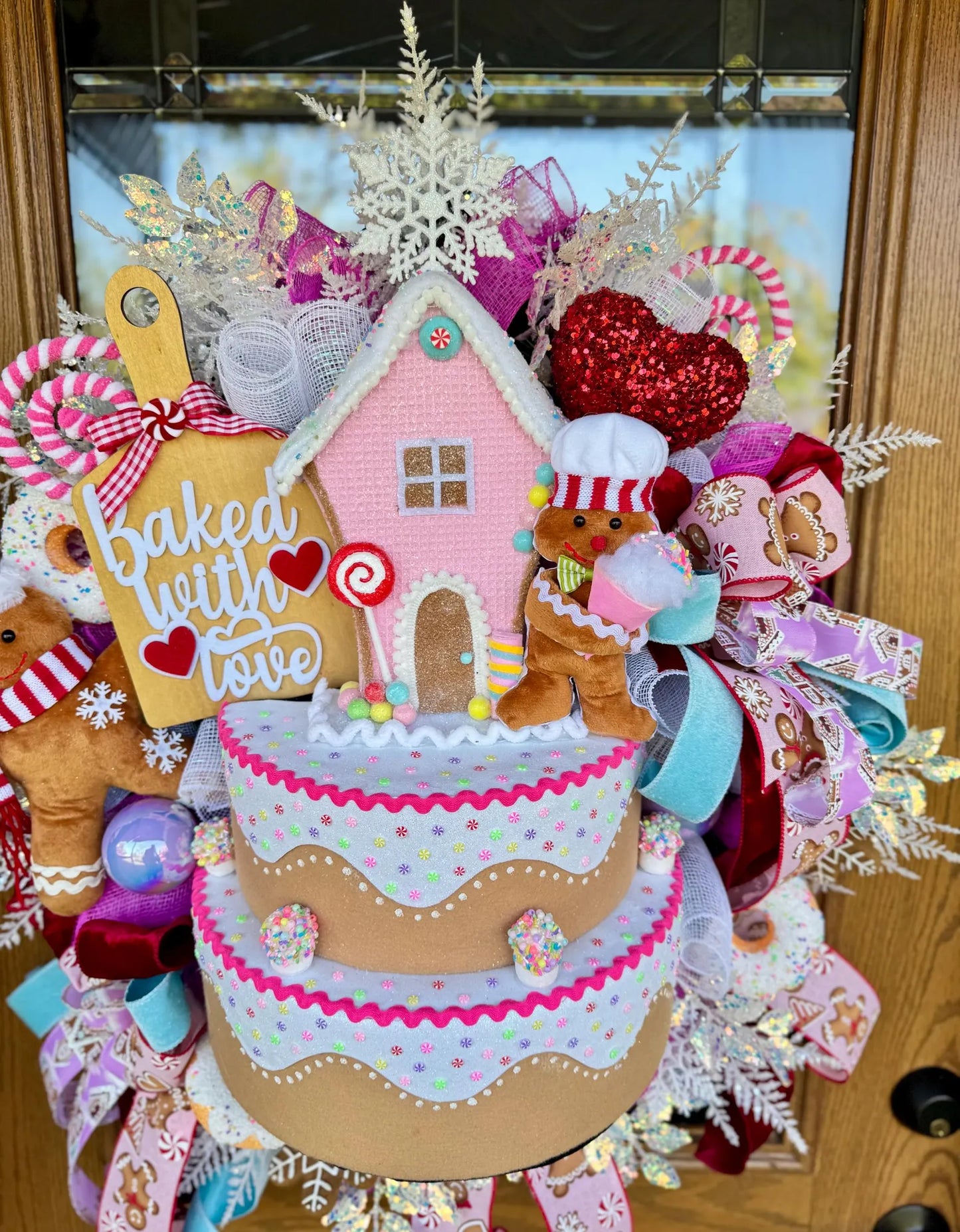 Pastel Gingerbread Candyland Wreath | Christmas Wreath | Christmas Porch Decor