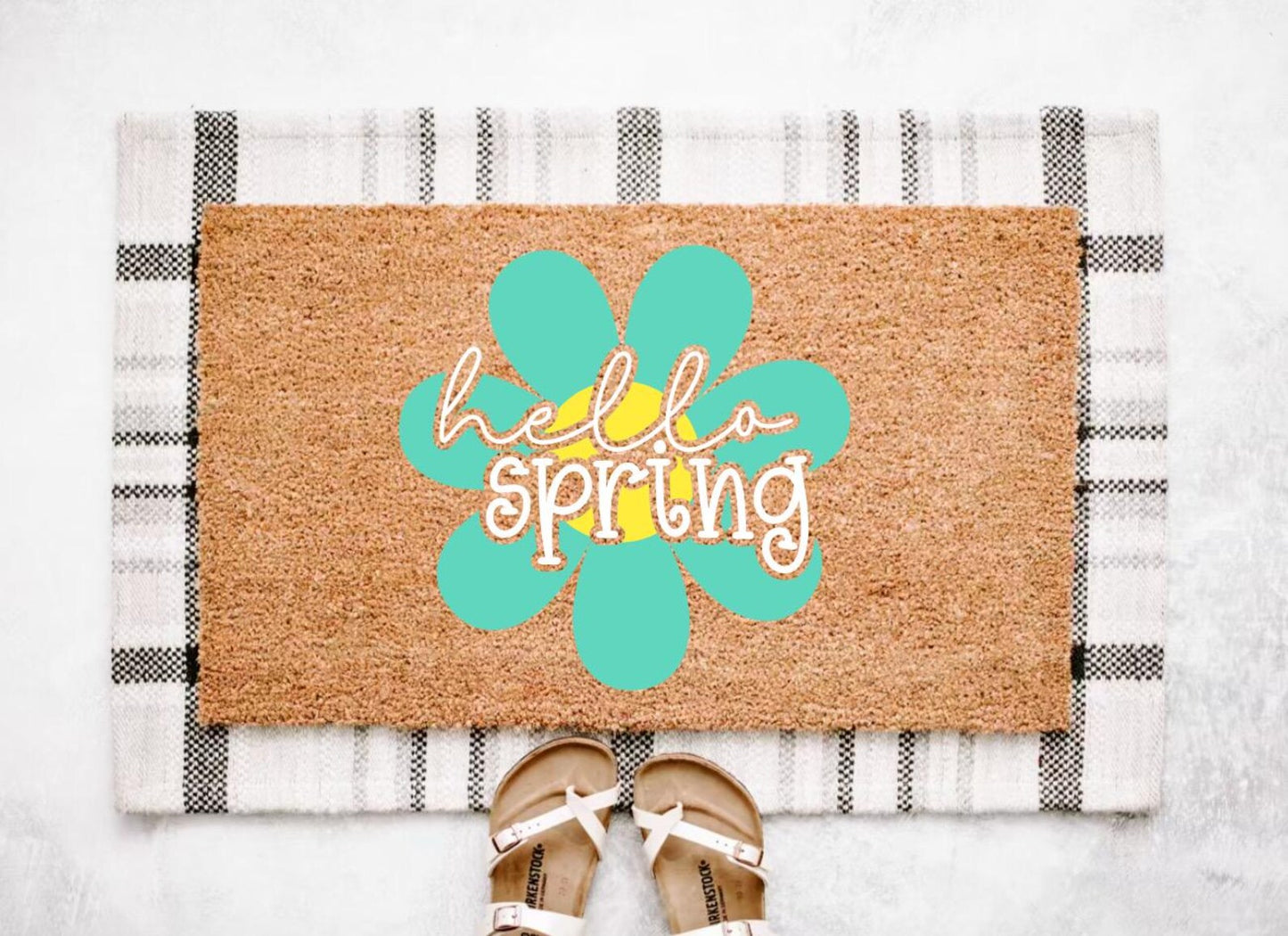 Hello Spring Daisy Doormat