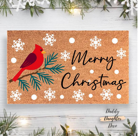 Merry Christmas Cardinal Doormat