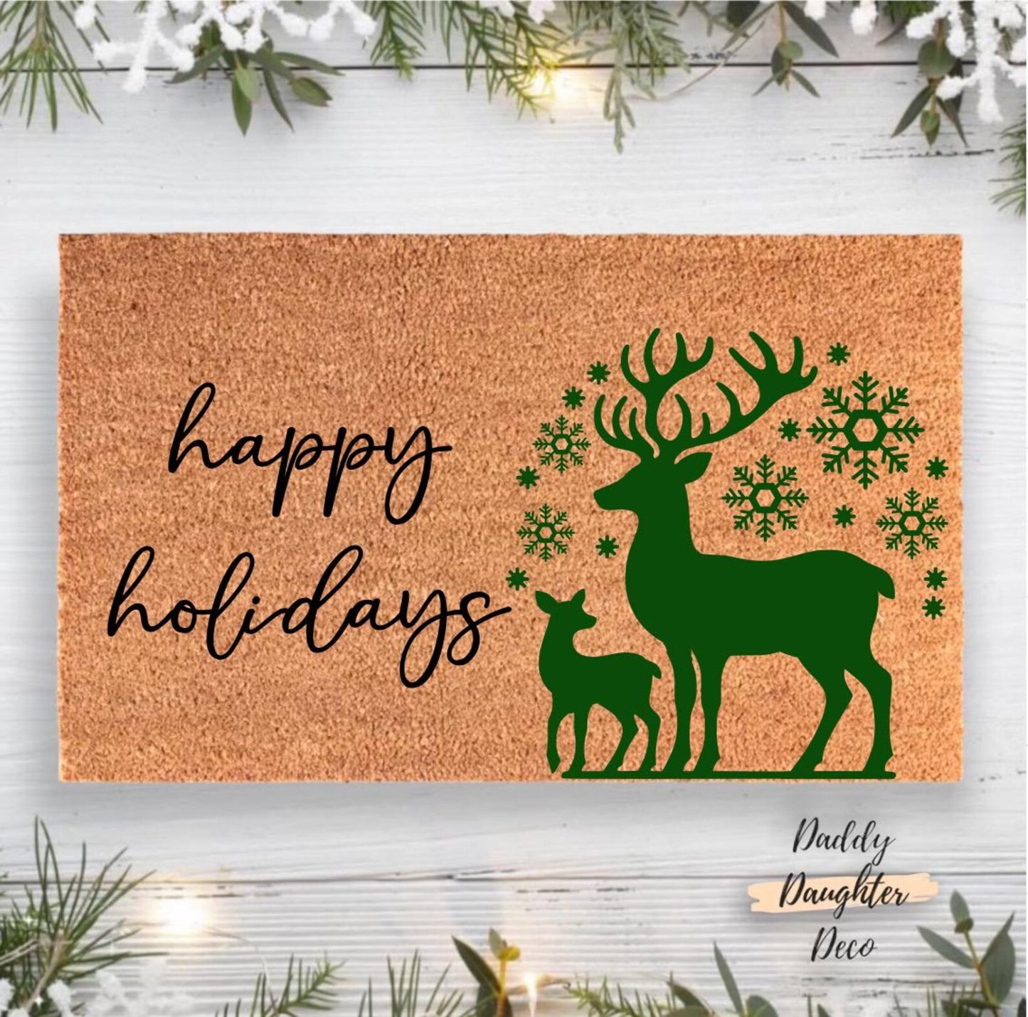Happy Holidays Reindeer Doormat
