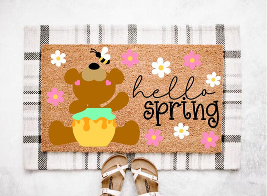 Hello Spring Bear Doormat