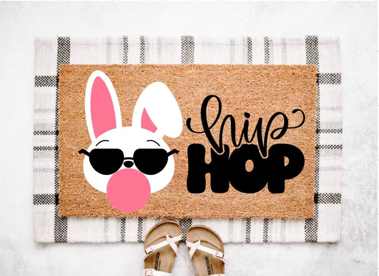 Hip Hop Bunny Easter Doormat