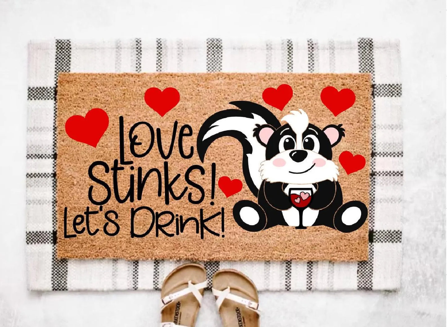Funny Valentine’s Day Skunk Doormat