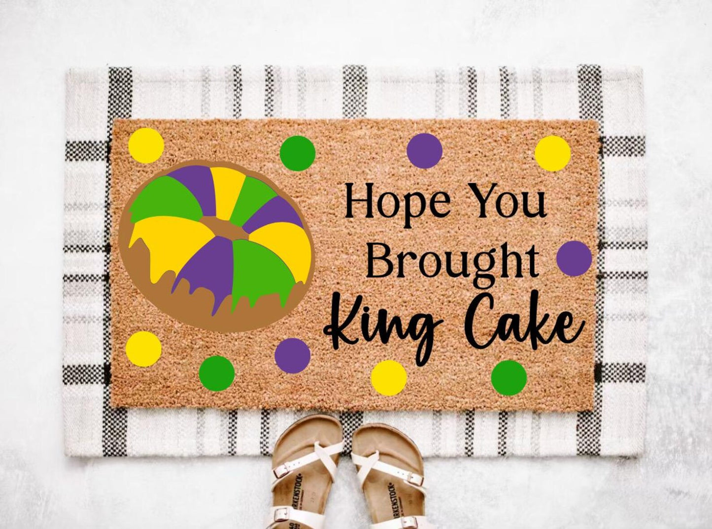 Mardi Gras King Cake Doormat
