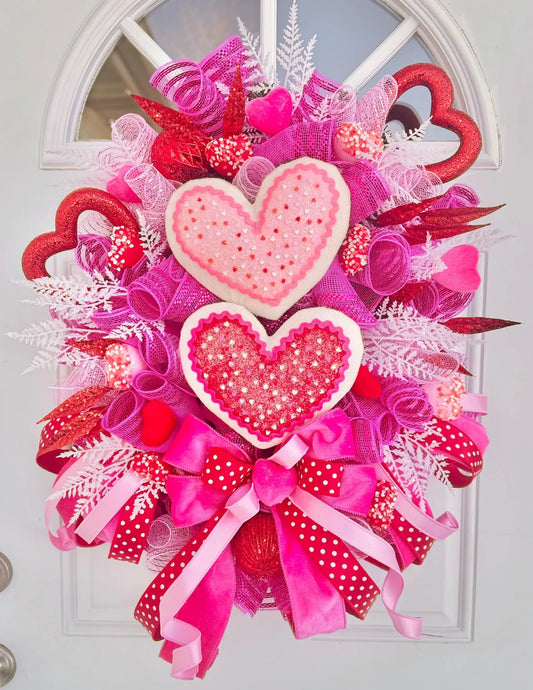 Heart Sugar Cookies Valentine’s Day Wreath