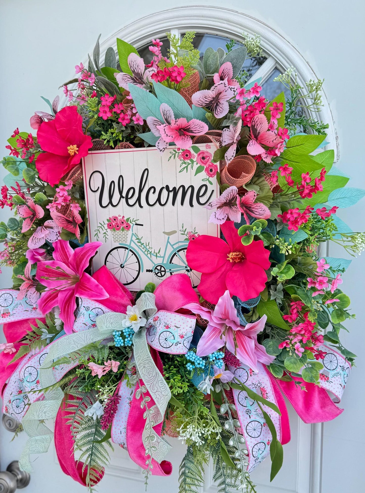Welcome Floral Wreath | Spring Wreath For Front Door | Summer Wreath For Front Door