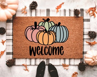 Colorful Pumpkins Welcome Doormat