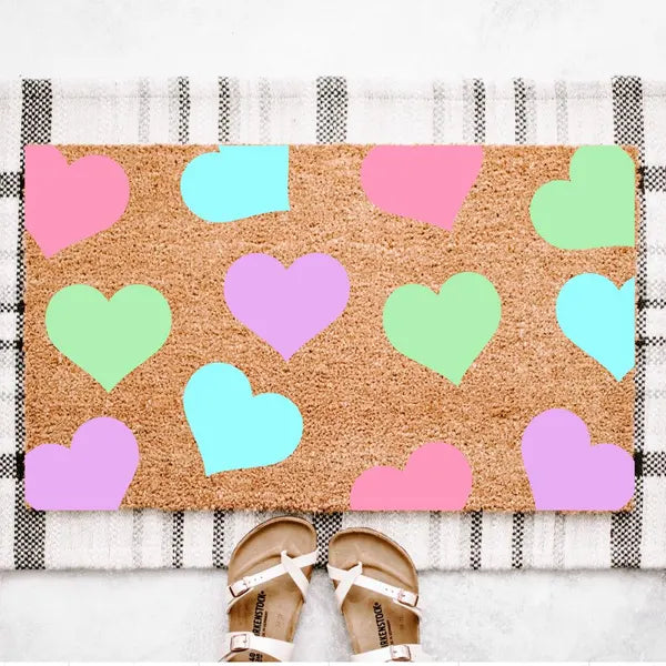Pastel Hearts Doormat