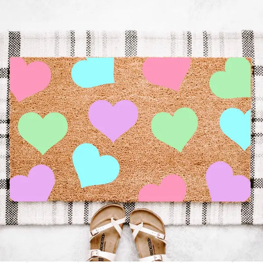 Pastel Hearts Doormat