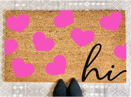 Pink Hearts Welcome Mat